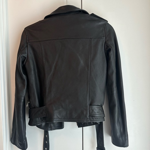 ALL SAINTS - Balfern Belted Hem Leather Biker Jacket - Picture 7 of 7